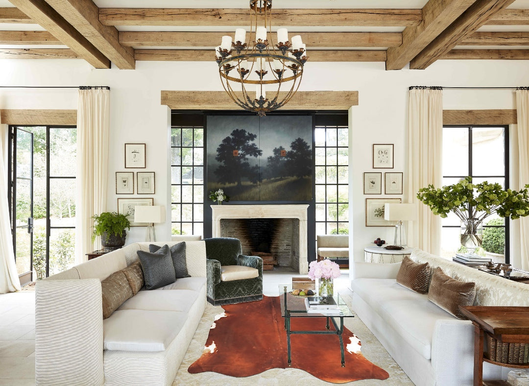 Brown and White Regular X-Large Brazilian Cowhide Rug 7'2"H x 6'5"W #B