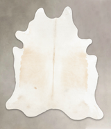Beige and White X-Large Brazilian Cowhide Rug 7'7"H x 6'4"W #B3868 by Hudson Hides