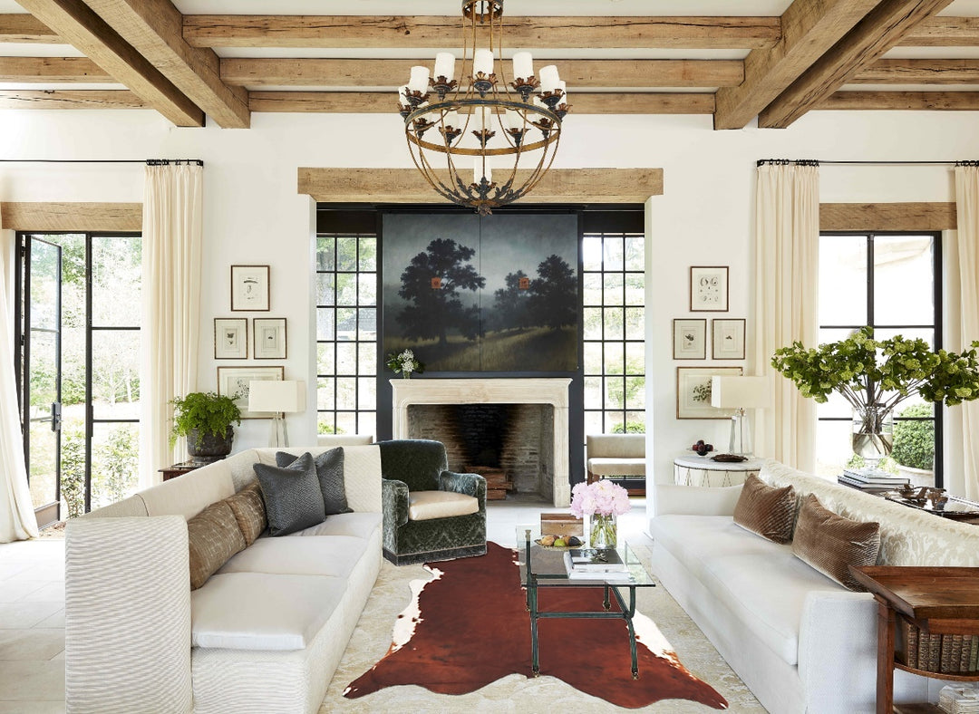 Brown and White Regular X-Large Brazilian Cowhide Rug 7'1"H x 6'9"W #B