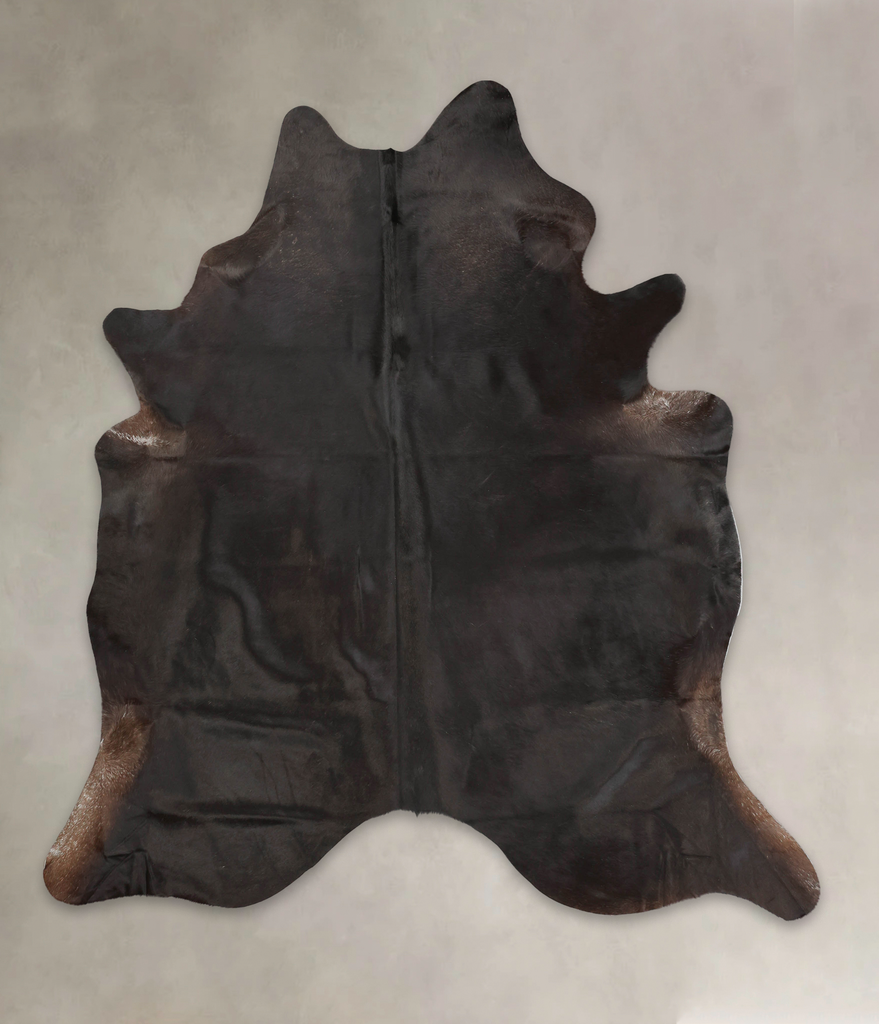 Solid Black XX-Large Brazilian Cowhide Rug 7'8"H x 6'11"W #B3970 by Hudson Hides