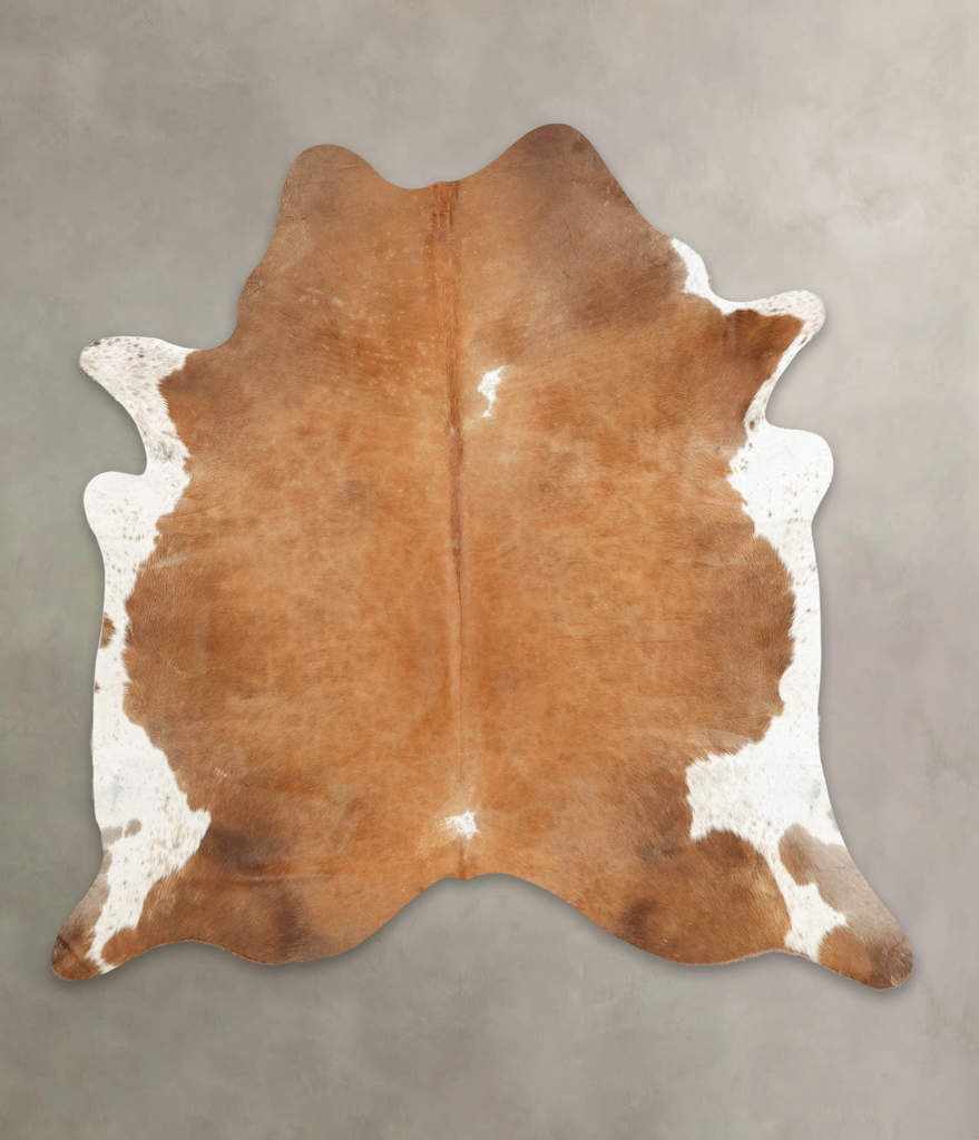 Brown and White Regular XX-Large Brazilian Cowhide Rug 7'3"H x 7'0"W #B4060 by Hudson Hides