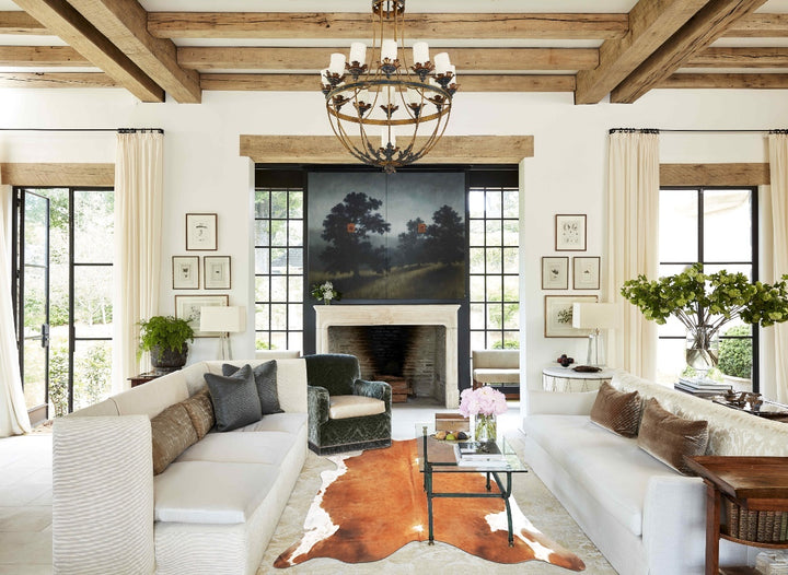 Brown and White Regular XX-Large Brazilian Cowhide Rug 7'3"H x 7'0"W #B4060 by Hudson Hides