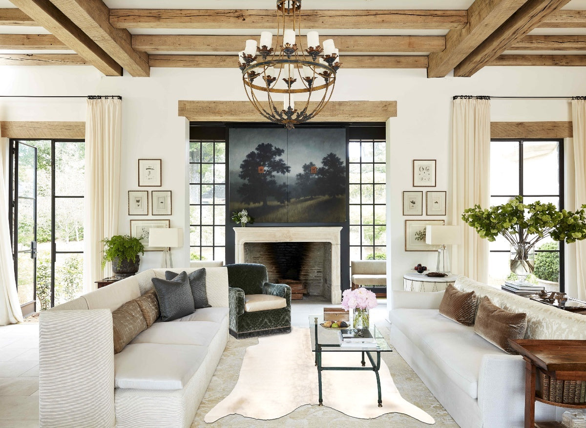 Ivory with Beige Cowhide Rug #B4181