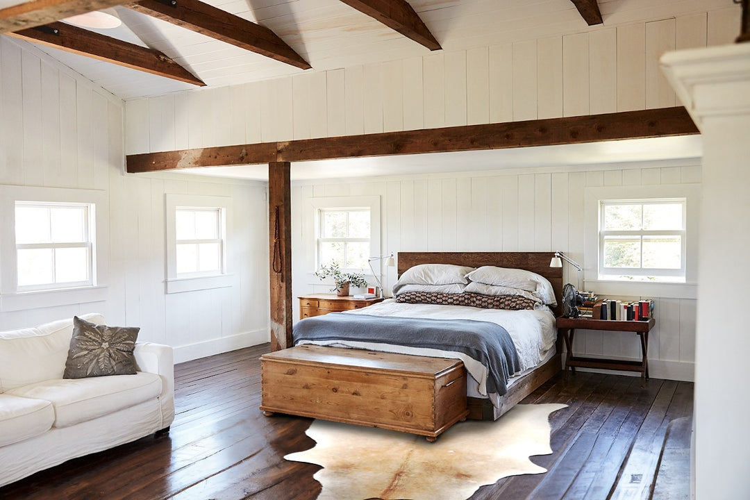 Grey with Beige X-Large Brazilian Cowhide Rug 7'5"H x 6'1"W #B4246 by 