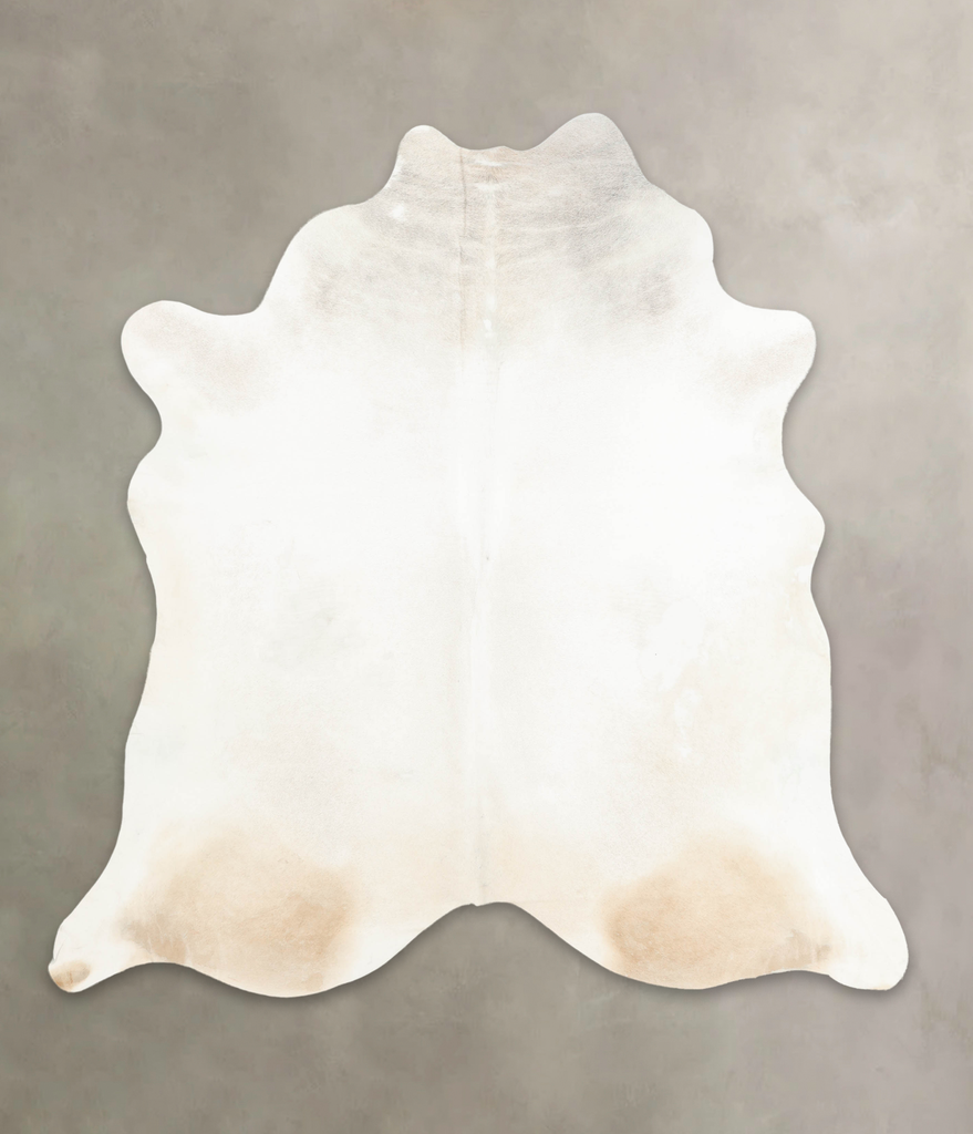 Ivory with Beige X-Large Brazilian Cowhide Rug 6'10"H x 6'6"W #B4325 by Hudson Hides