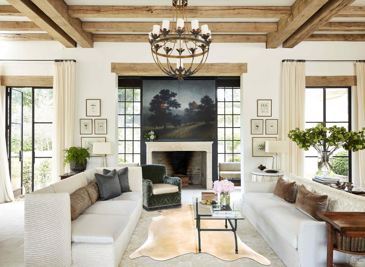 Grey with Beige Cowhide Rug #B4326