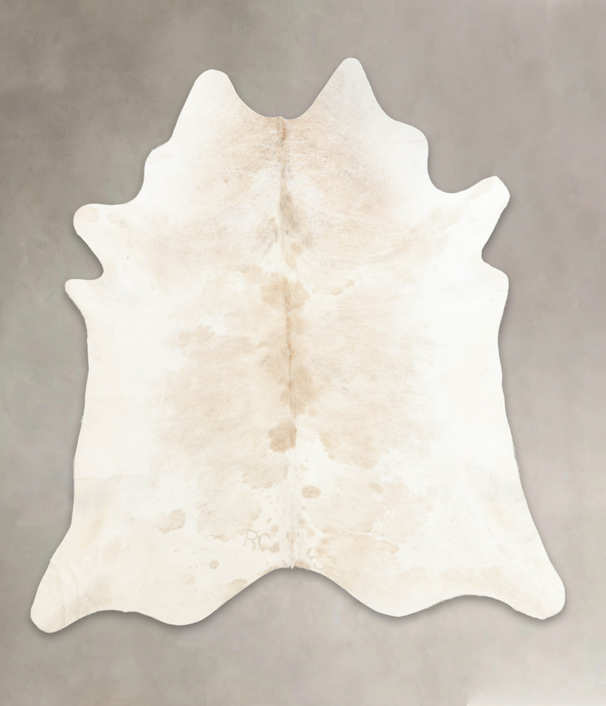 Ivory with Beige XX-Large Brazilian Cowhide Rug 7'8"H x 7'0"W #B4338 by Hudson Hides