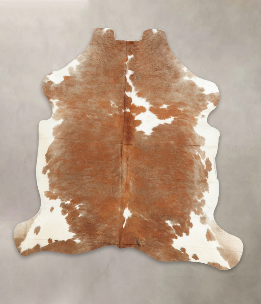 Brown and White X-Large European Cowhide Rug 6'8"H x 6'2"W #B5257 by Hudson Hides