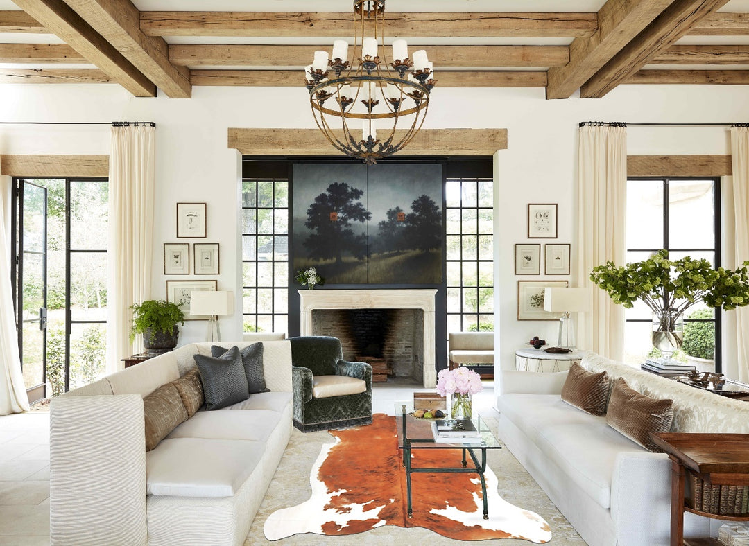 Brown and White X-Large European Cowhide Rug 7'5"H x 6'7"W #B5275 by H