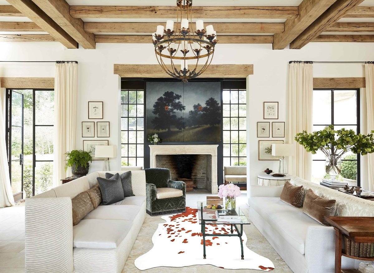 Brown and White Large European Cowhide Rug 6'7"H x 4'8"W #B5319 by Hudson Hides