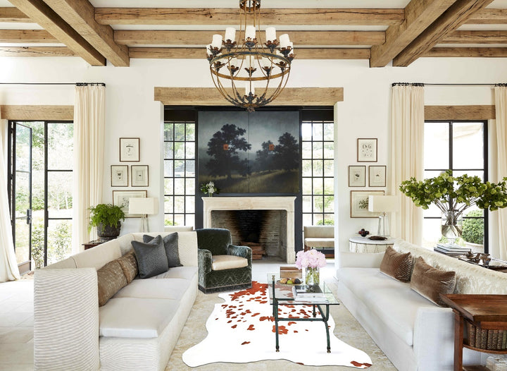 Brown and White Large European Cowhide Rug 6'7"H x 4'8"W #B5319 by Hudson Hides
