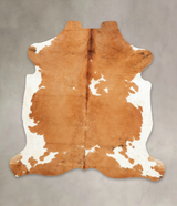 Brown and White XX-Large European Cowhide Rug 7'8"H x 7'3"W #B5347 by Hudson Hides