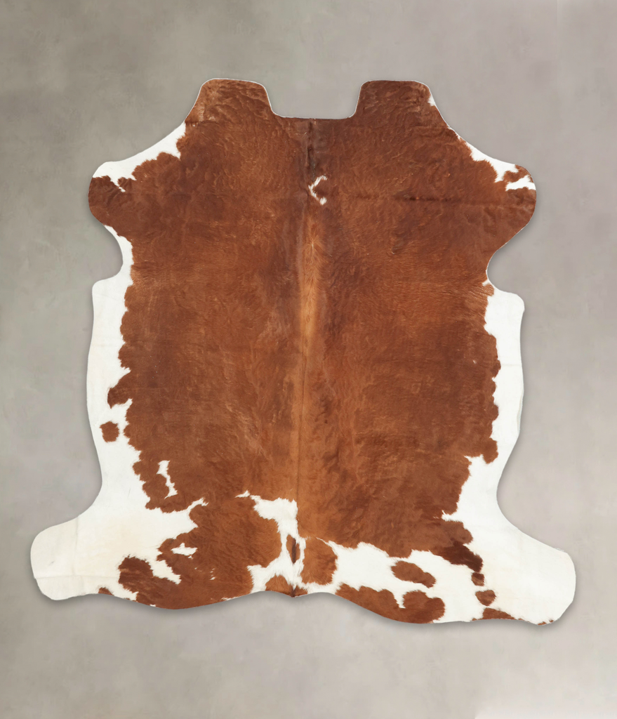Brown and White X-Large European Cowhide Rug 6'8"H x 6'6"W #B5429 by Hudson Hides