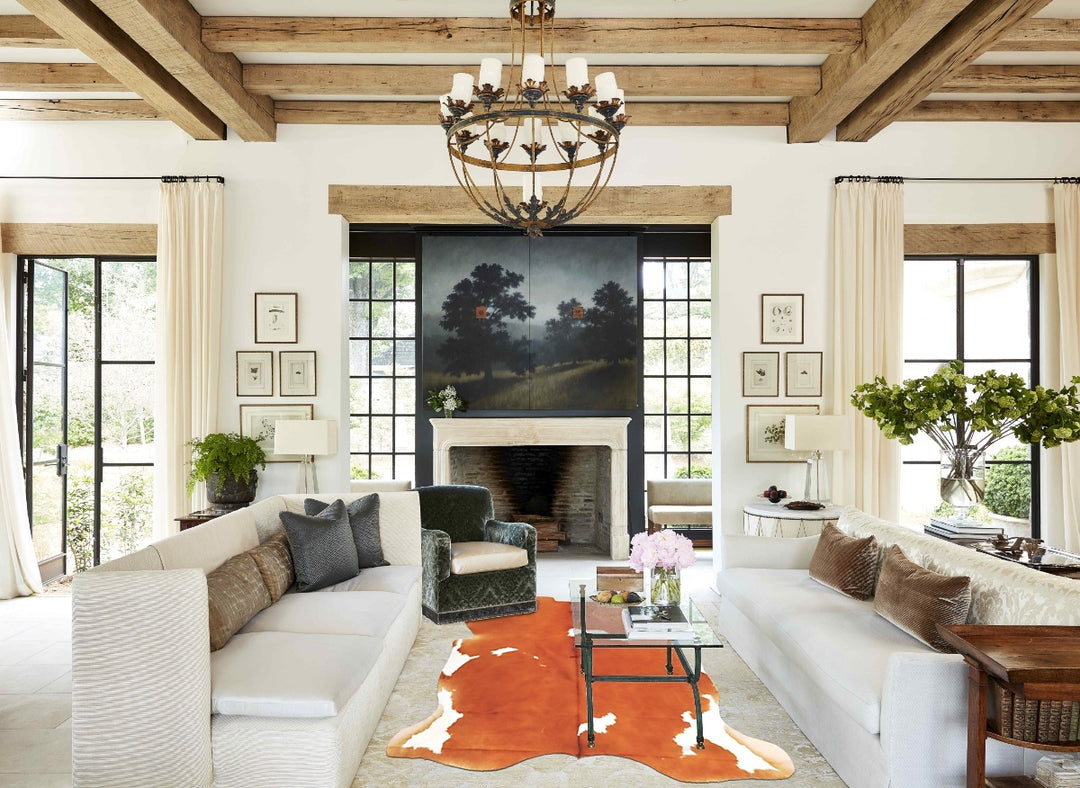 Brown and White X-Large European Cowhide Rug 7'6"H x 6'2"W #B5482 by H