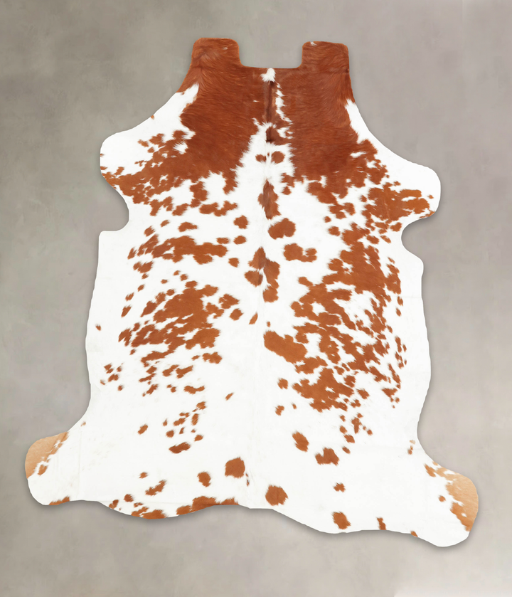 Brown and White X-Large European Cowhide Rug 6'9"H x 5'11"W #B5569 by Hudson Hides
