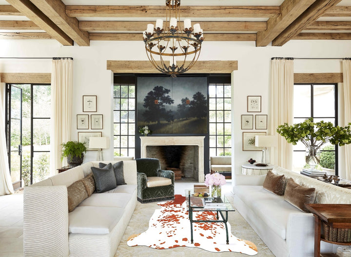 Brown and White X-Large European Cowhide Rug 6'9"H x 5'11"W #B5569 by Hudson Hides