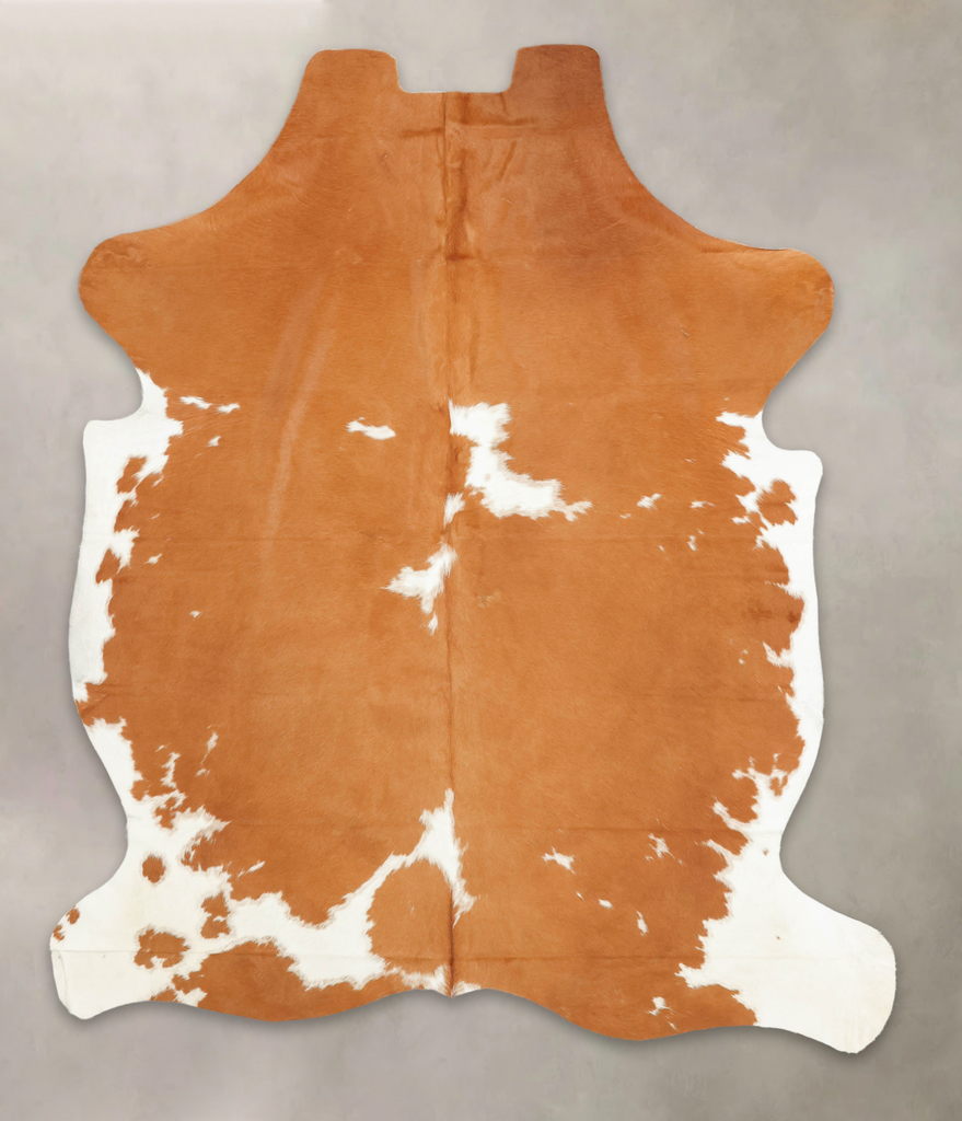 Beige and White X-Large European Cowhide Rug 7'9"H x 6'4"W #B5679 by Hudson Hides