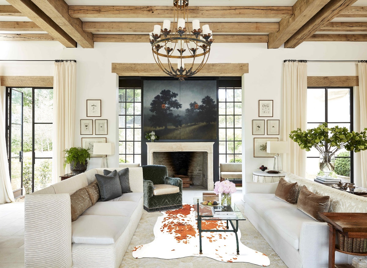 Brown and White X-Large European Cowhide Rug 6'8"H x 6'0"W #B5782 by Hudson Hides