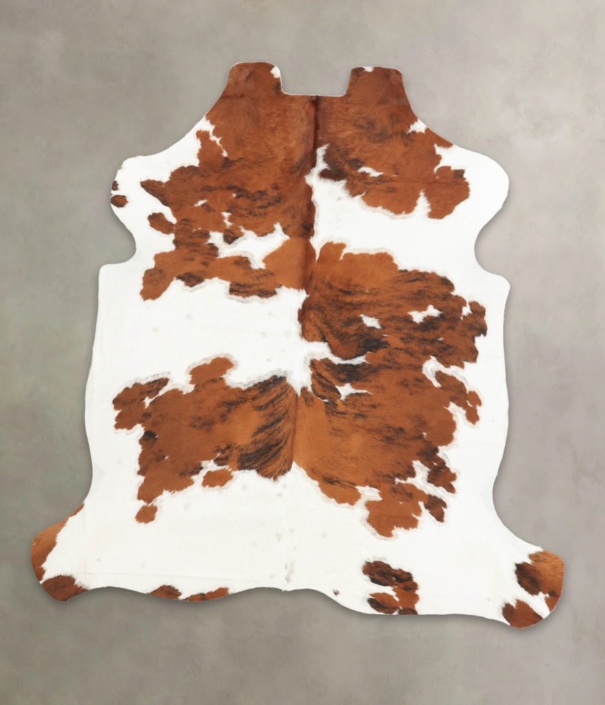 Brown and White X-Large European Cowhide Rug 6'9"H x 6'3"W #B5813 by Hudson Hides