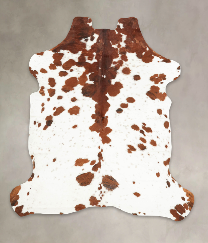 Brown and White Large European Cowhide Rug 6'3"H x 5'6"W #B5817 by Hudson Hides