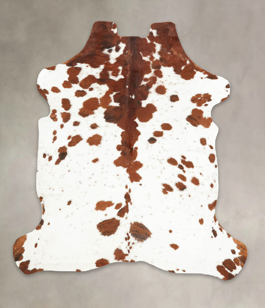 Brown and White Large European Cowhide Rug 6'3"H x 5'6"W #B5817 by Hudson Hides