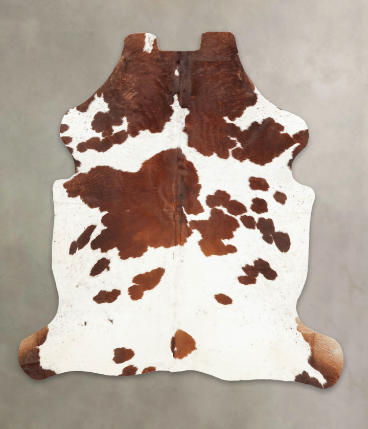 Brown and White X-Large European Cowhide Rug 6'8"H x 5'11"W #B5820 by Hudson Hides