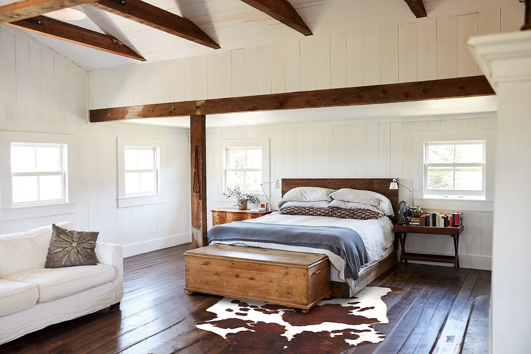 Brown and White X-Large European Cowhide Rug 6'8"H x 5'11"W #B5820 by 