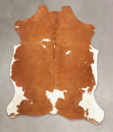 Brown and White X-Large European Cowhide Rug 7'4"H x 5'10"W #B5828 by Hudson Hides