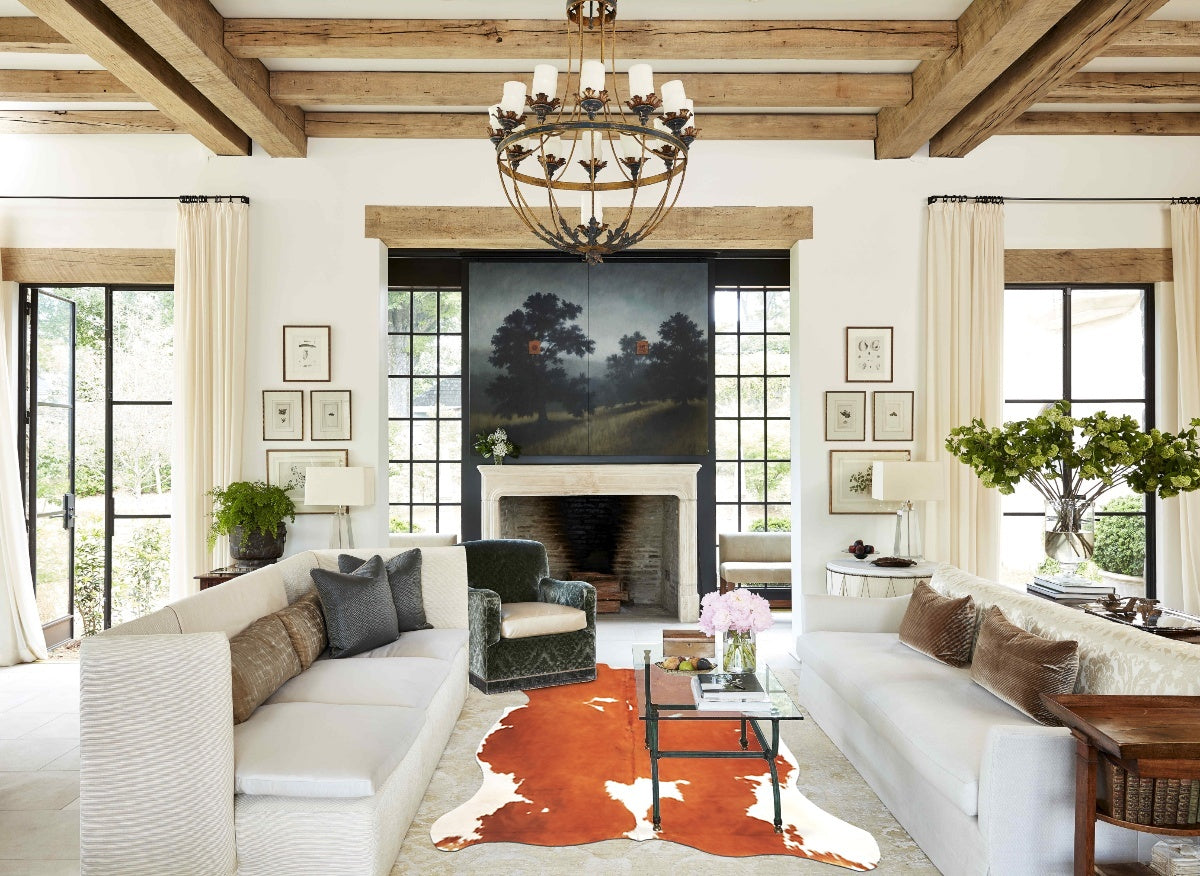 Brown and White X-Large European Cowhide Rug 7'4"H x 5'10"W #B5828 by Hudson Hides