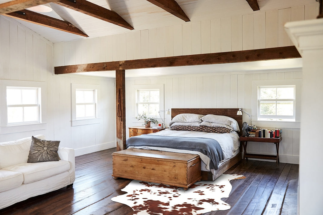 Brown and White X-Large European Cowhide Rug 7'2"H x 6'1"W #B5843 by H