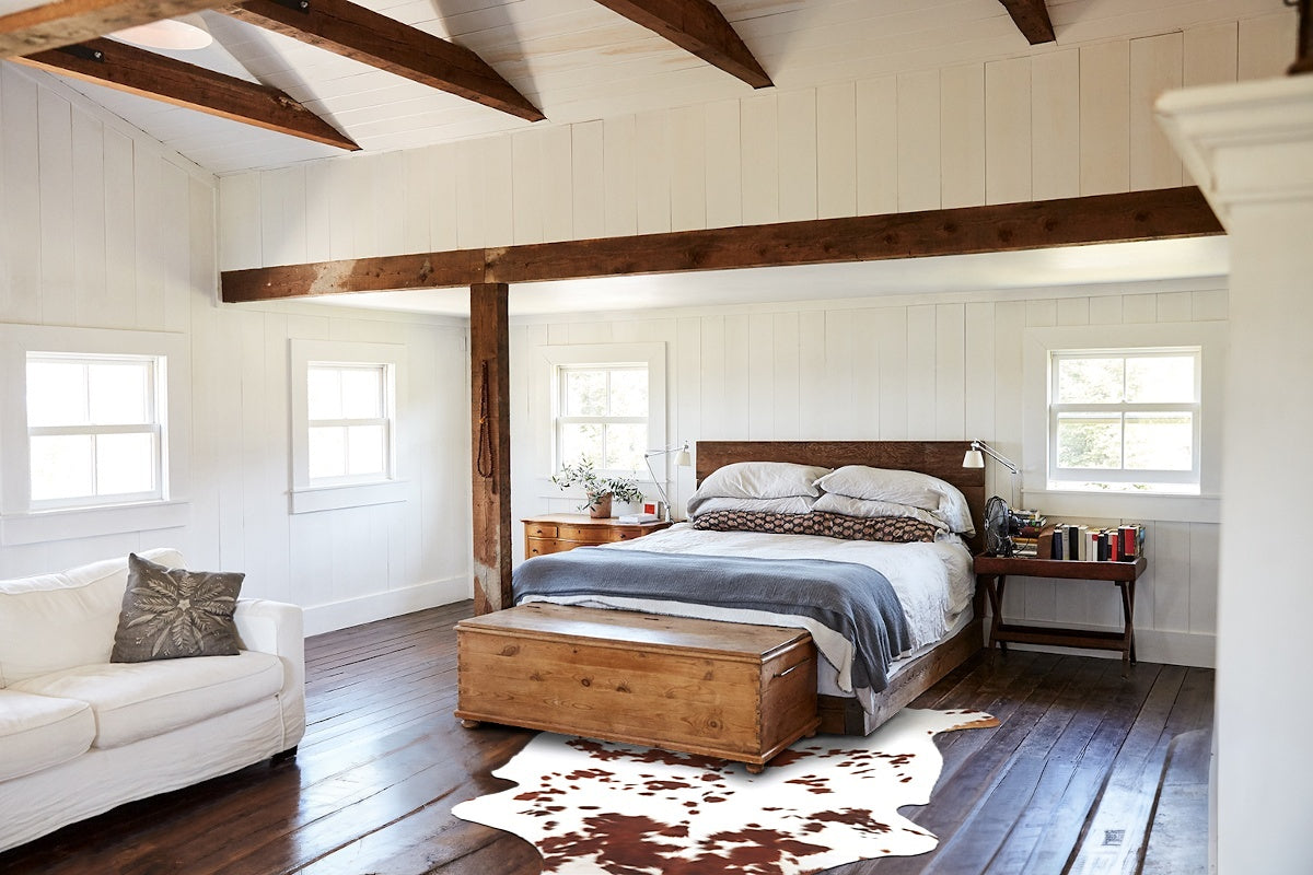 Brown and White X-Large European Cowhide Rug 7'2"H x 6'1"W #B5843 by Hudson Hides