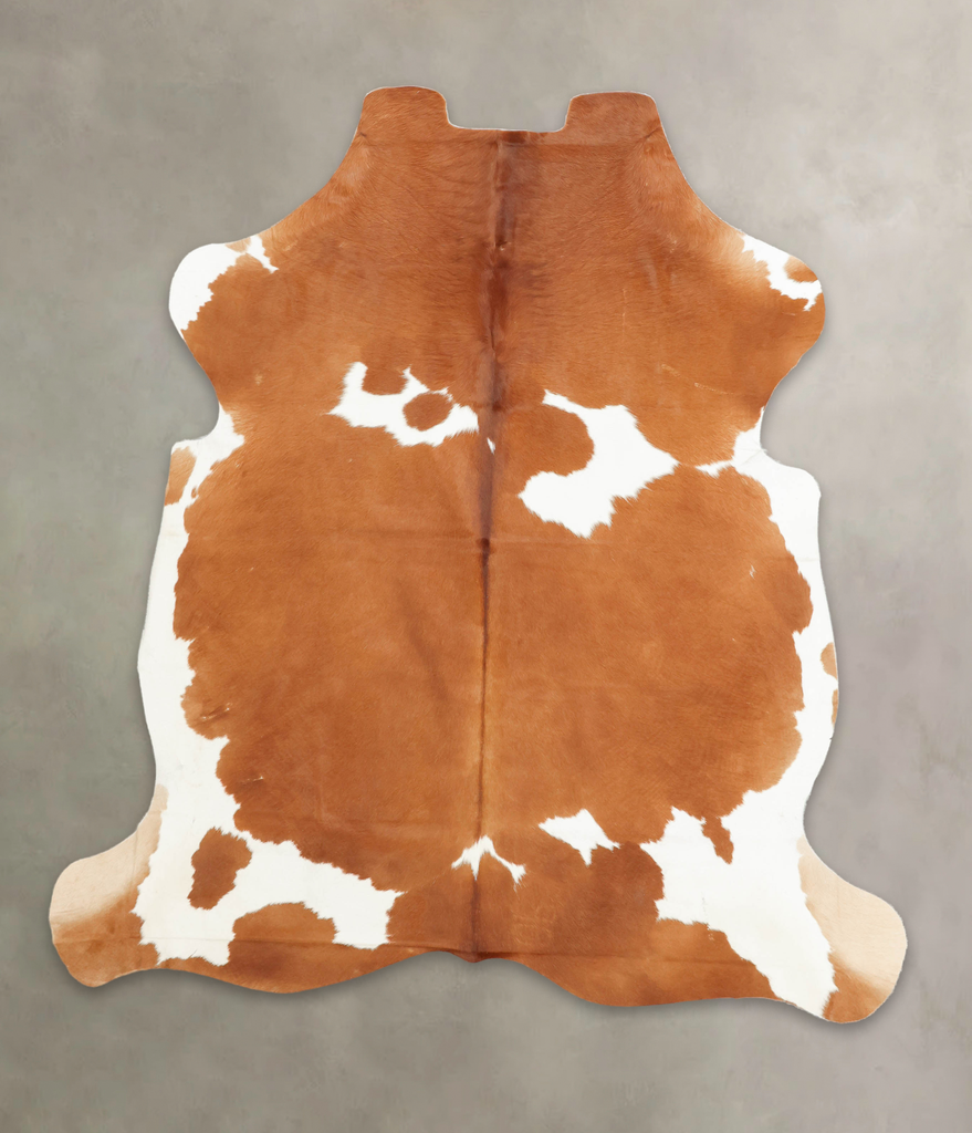 Brown and White X-Large European Cowhide Rug 7'0"H x 6'3"W #B5846 by Hudson Hides