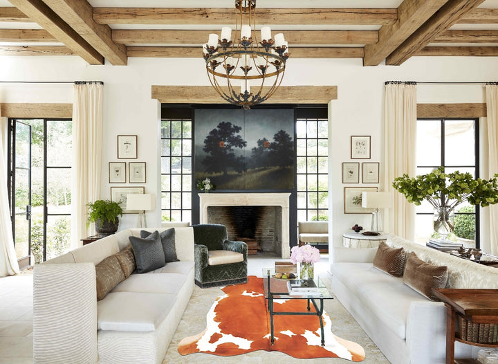 Brown and White X-Large European Cowhide Rug 7'0"H x 6'3"W #B5846 by Hudson Hides