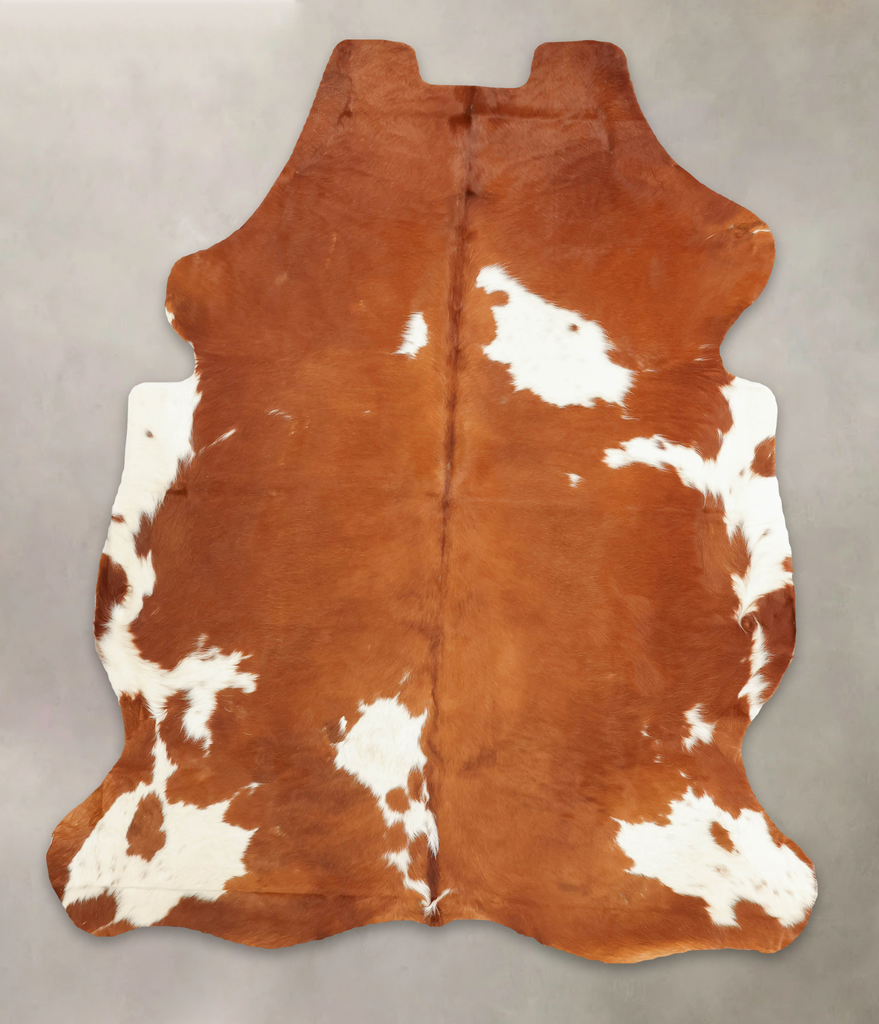 Brown and White X-Large European Cowhide Rug 7'1"H x 5'9"W #B5932 by Hudson Hides