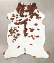 Brown and White X-Large European Cowhide Rug 7'8"H x 6'2"W #B6291 by Hudson Hides