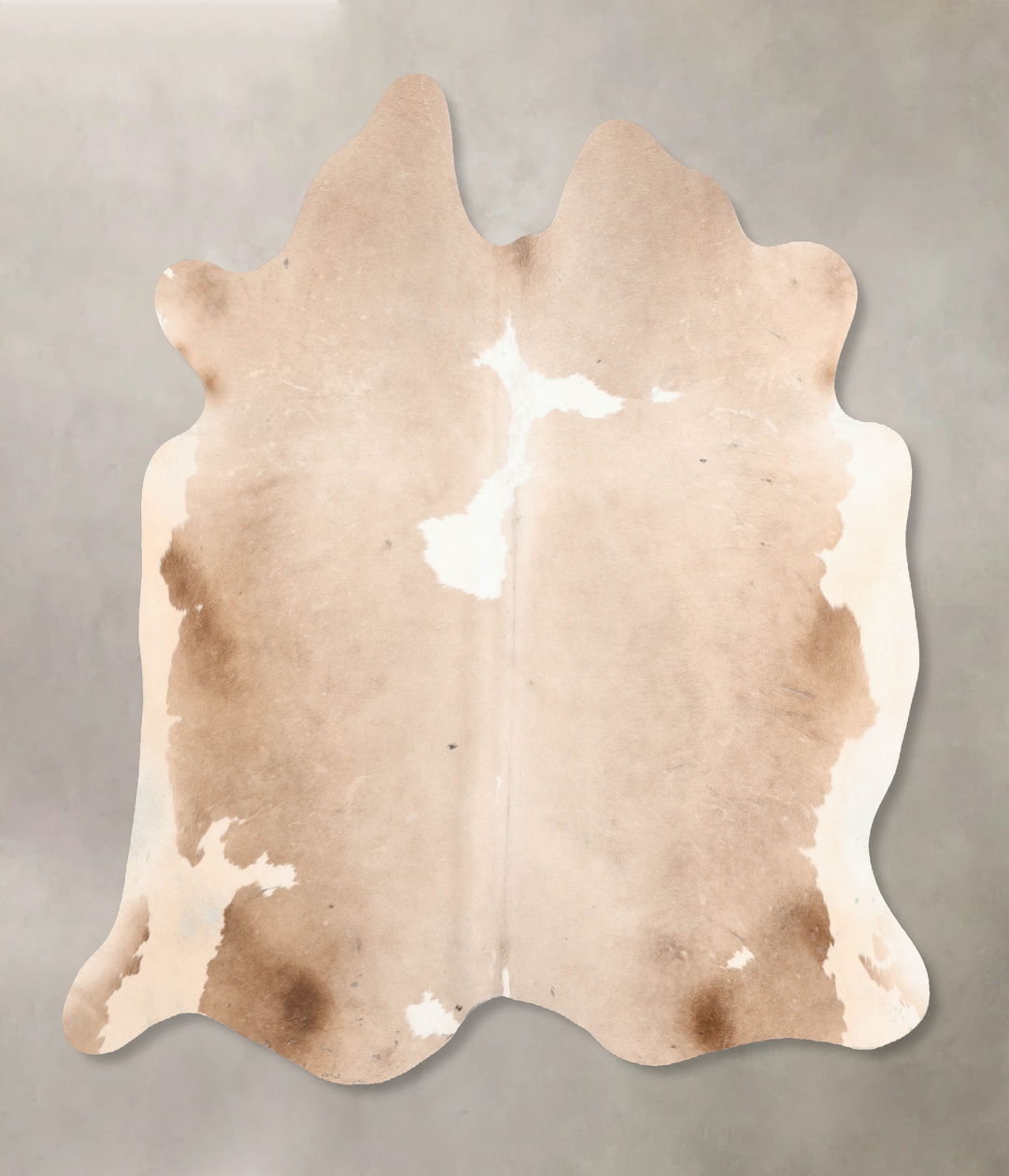 Beige and White Large Brazilian Cowhide Rug 6'1"H x 6'2"W #B6997 by Hu