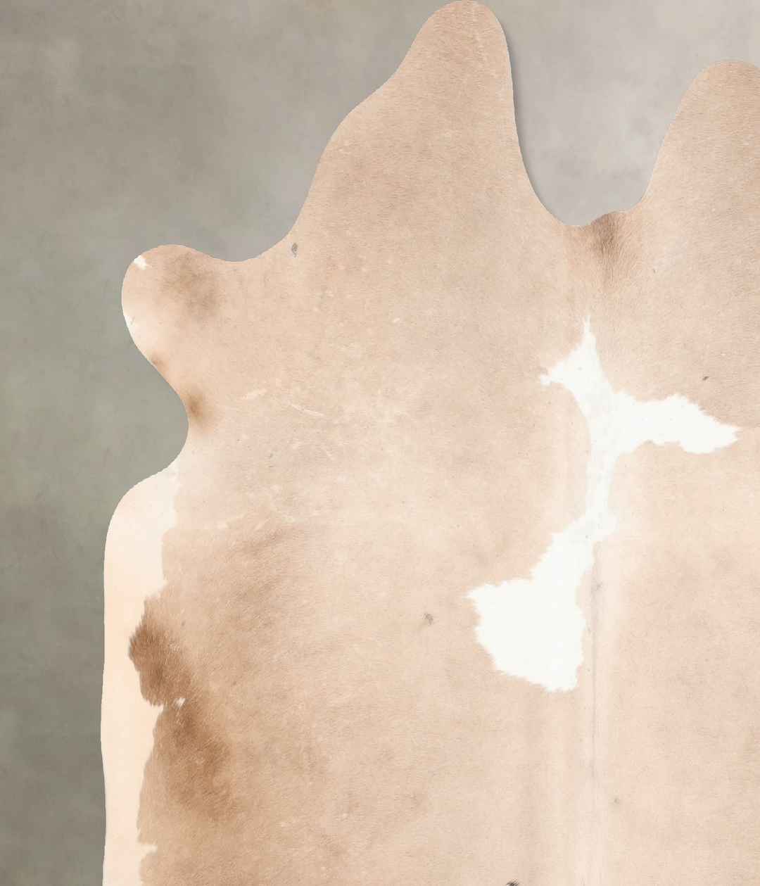 Beige and White Large Brazilian Cowhide Rug 6'1"H x 6'2"W #B6997 by Hu