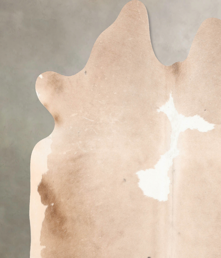 Beige and White Large Brazilian Cowhide Rug 6'1"H x 6'2"W #B6997 by Hudson Hides