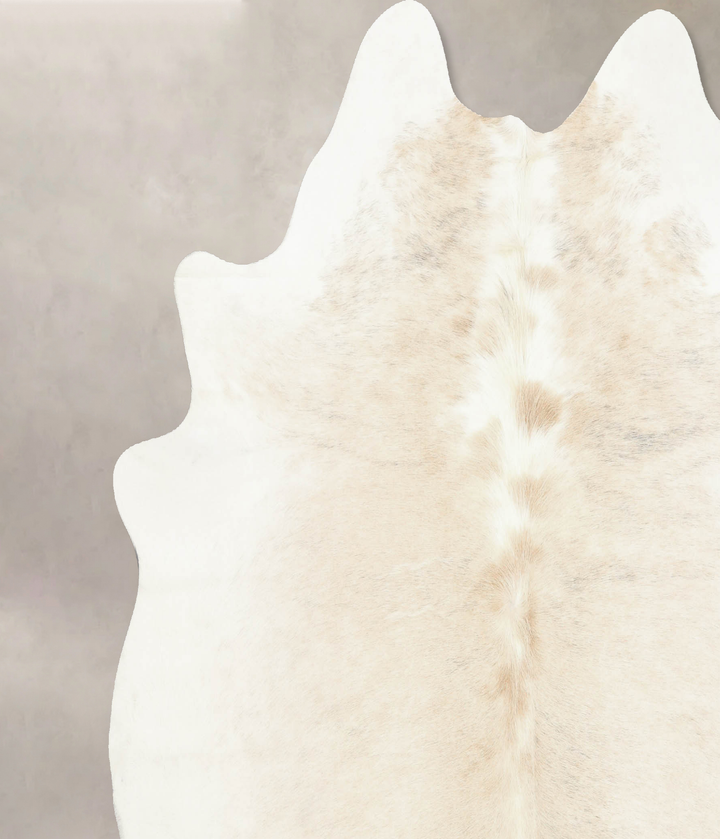 Ivory with Beige X-Large Brazilian Cowhide Rug 7'0"H x 7'0"W #B7831 by Hudson Hides