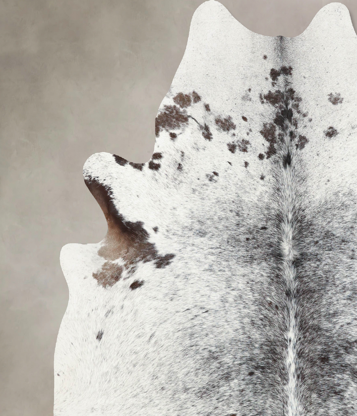 Salt and Pepper Black X-Large Brazilian Cowhide Rug 7'3"H x 6'0"W #B7903 by Hudson Hides