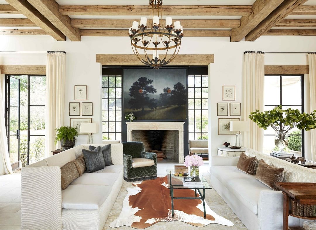 Brown and White XX-Large Brazilian Cowhide Rug 8'5"H x 7'4"W #B7999 by