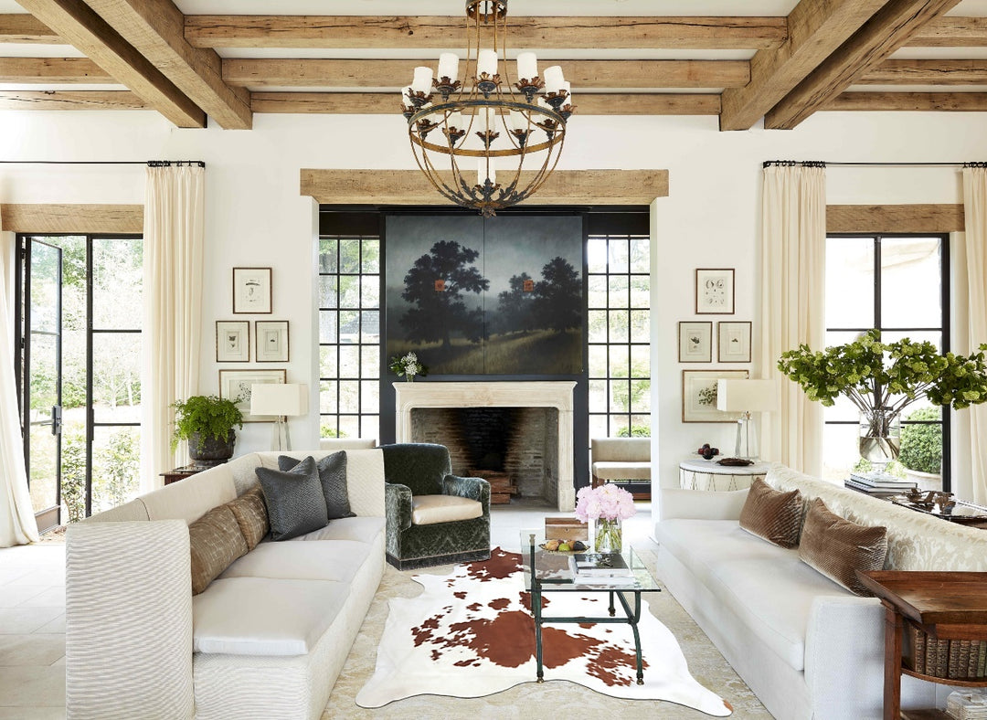 Brown and White X-Large Brazilian Cowhide Rug 7'11"H x 6'2"W #B8021 by