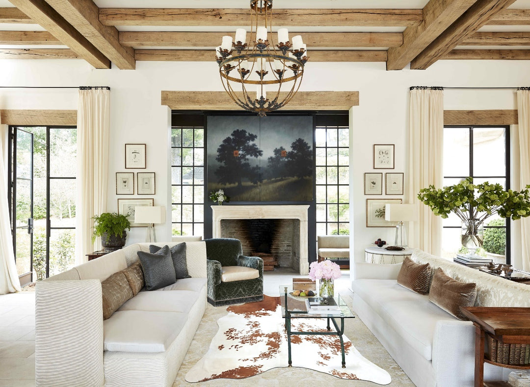 Brown and White X-Large Brazilian Cowhide Rug 7'1"H x 6'4"W #B8066 by 