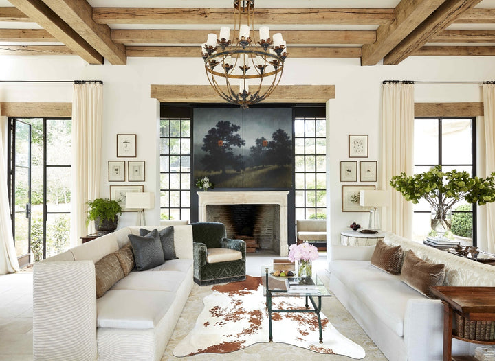 Brown and White X-Large Brazilian Cowhide Rug 7'1"H x 6'4"W #B8066 by Hudson Hides