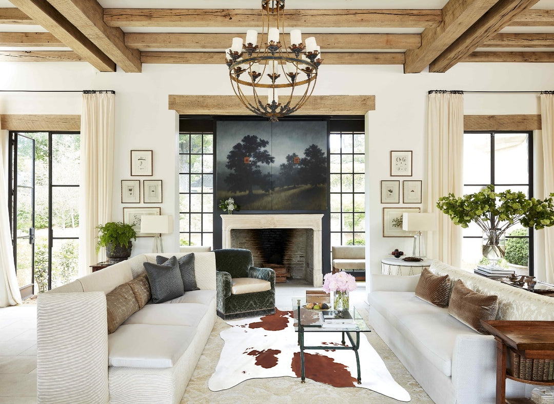 Brown and White X-Large Brazilian Cowhide Rug 7'3"H x 6'0"W #B8090 by 