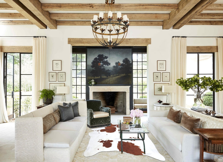 Brown and White X-Large Brazilian Cowhide Rug 7'3"H x 6'0"W #B8090 by Hudson Hides