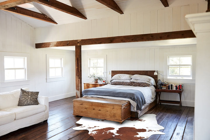Brown and White X-Large Brazilian Cowhide Rug 7'3"H x 6'0"W #B8090 by Hudson Hides