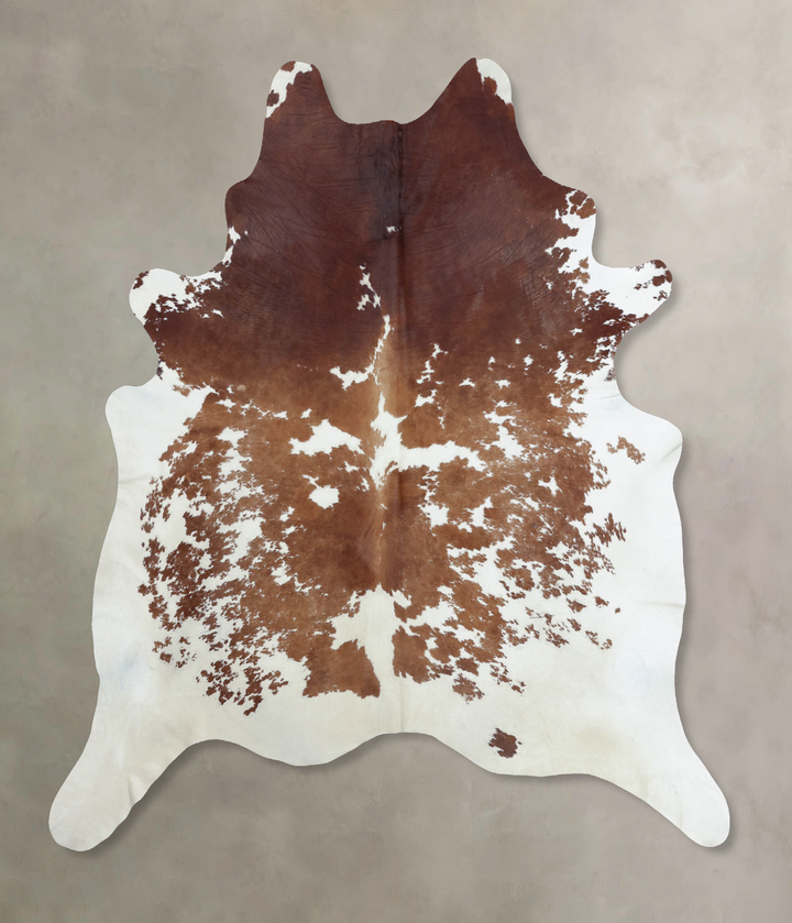 Brown and White XX-Large Brazilian Cowhide Rug 7'11"H x 6'11"W #B8112 by Hudson Hides