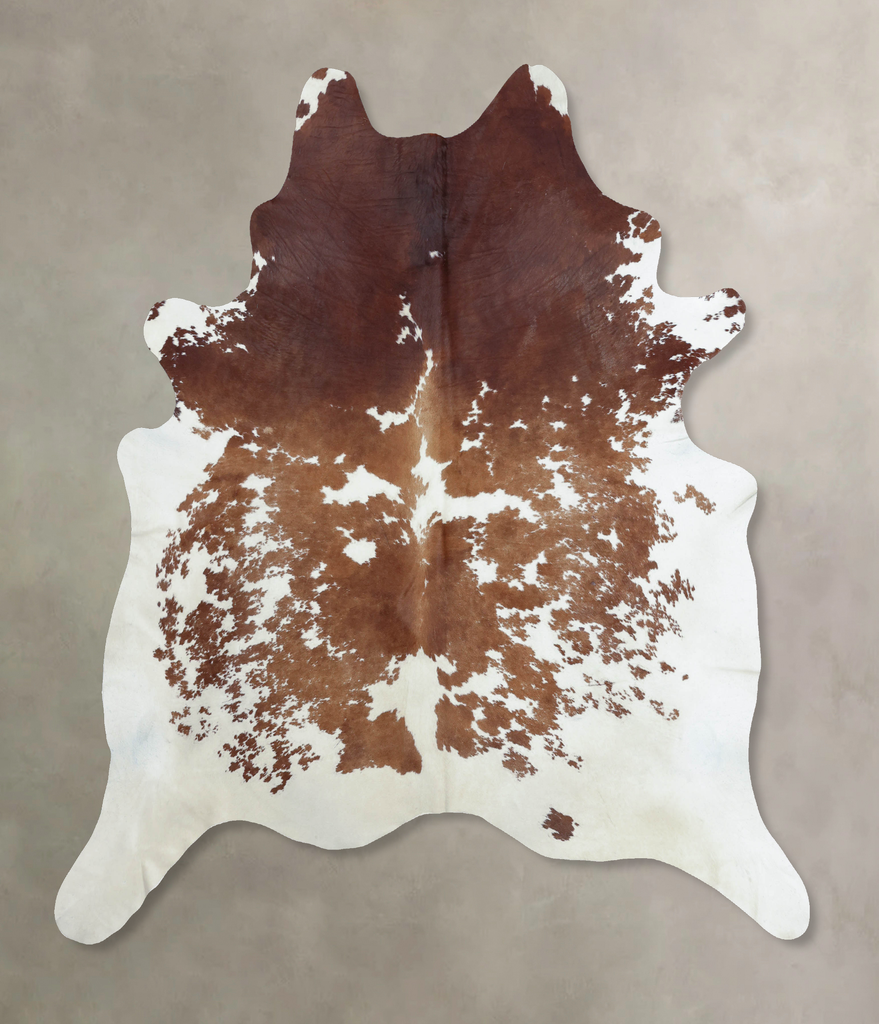 Brown and White XX-Large Brazilian Cowhide Rug 7'11"H x 6'11"W #B8112 by Hudson Hides