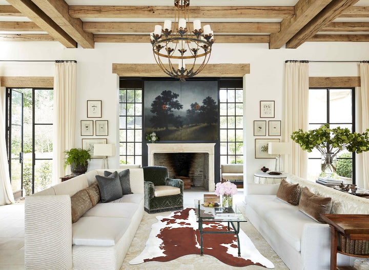 Brown and White X-Large Brazilian Cowhide Rug 7'6"H x 6'5"W #B8187 by Hudson Hides